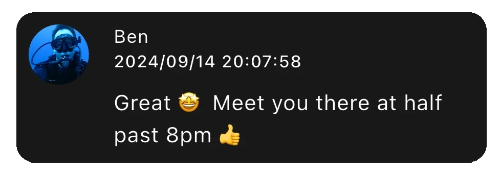 Ben: Great, meet you there at 8pm